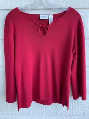 Liz Claiborne red sweater M petite 100% Cotton